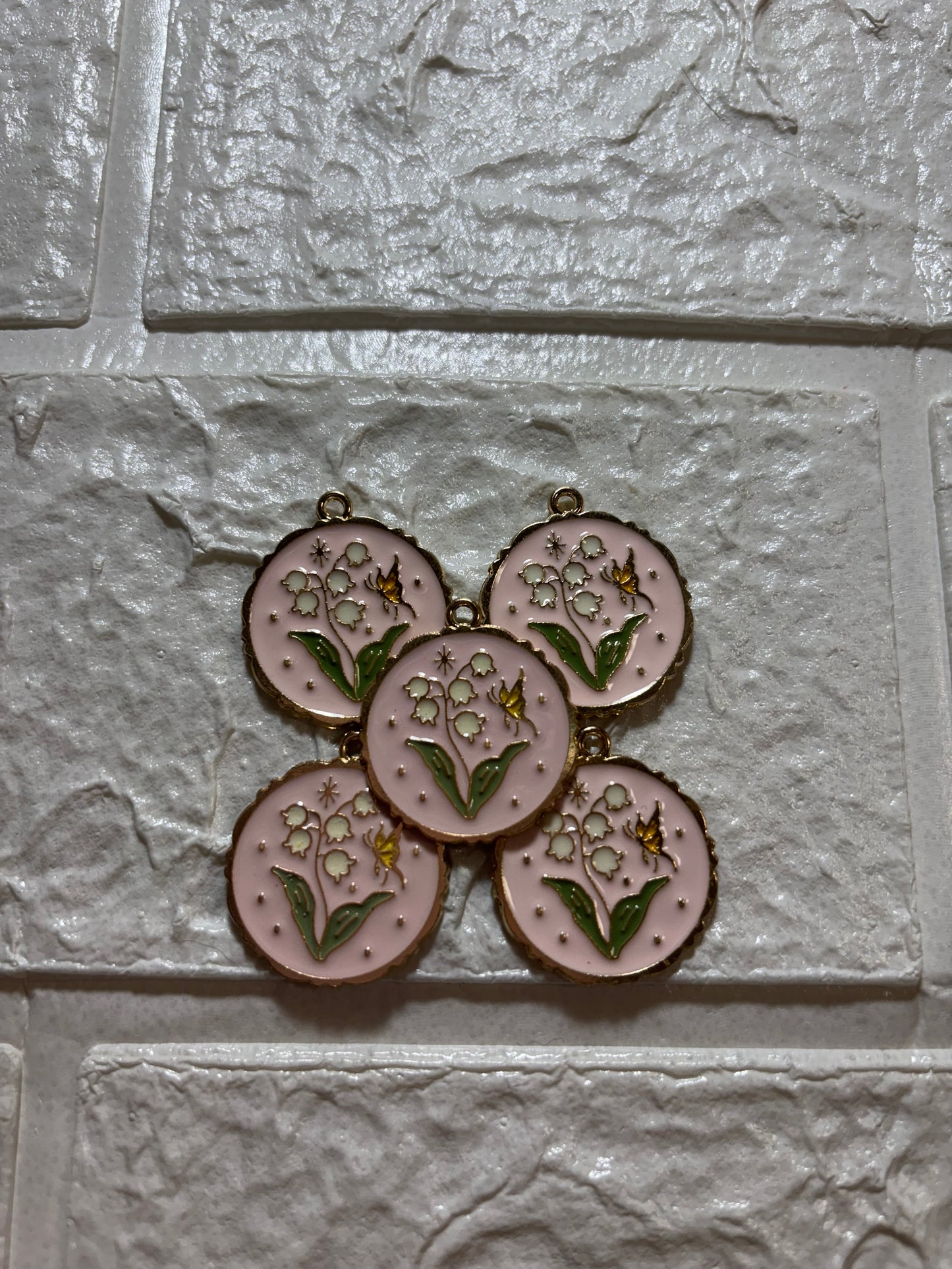 Bee and Flower Gold Plated Enamel Nature Charms