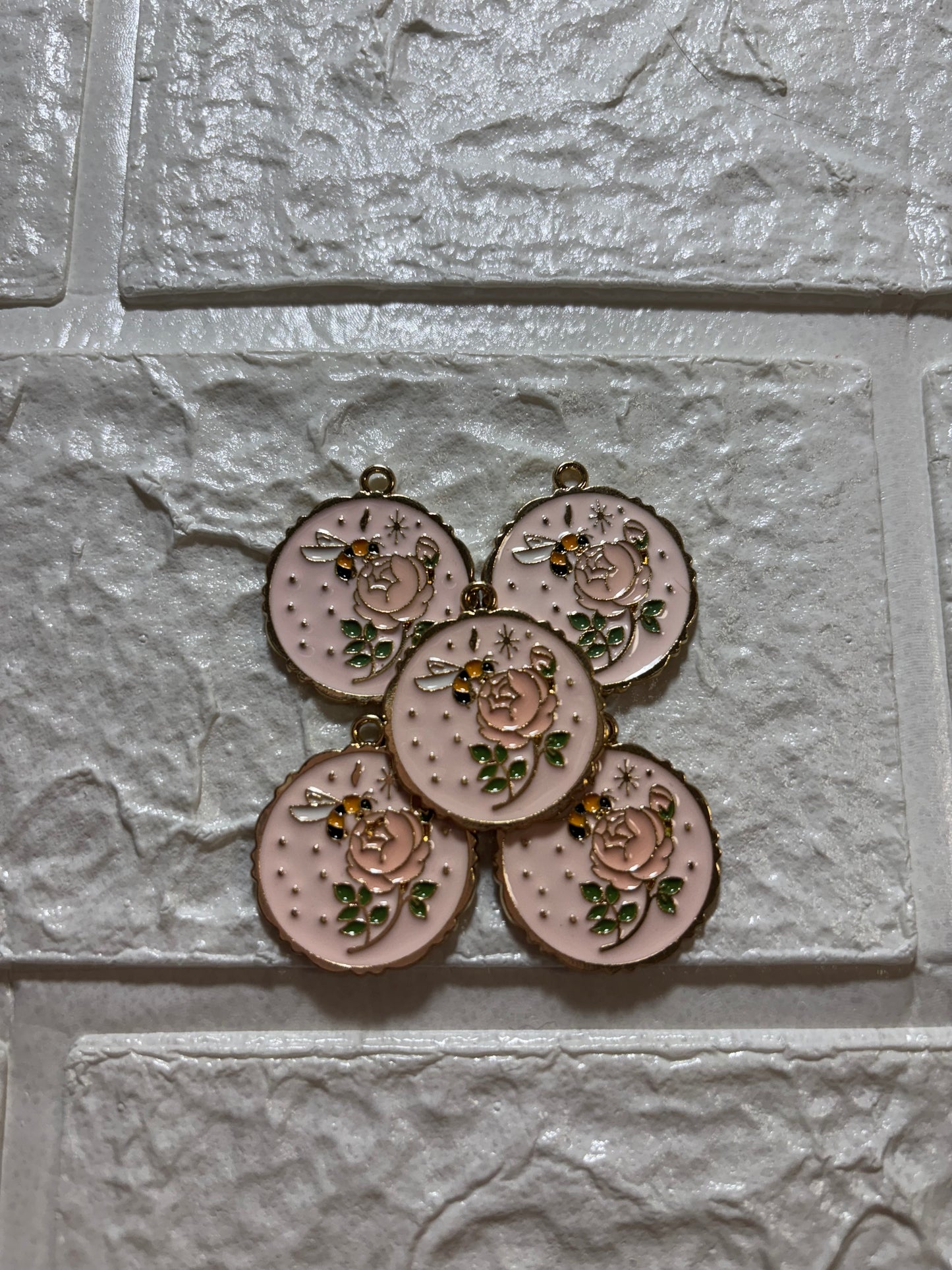 Bee and Flower Gold Plated Enamel Nature Charms